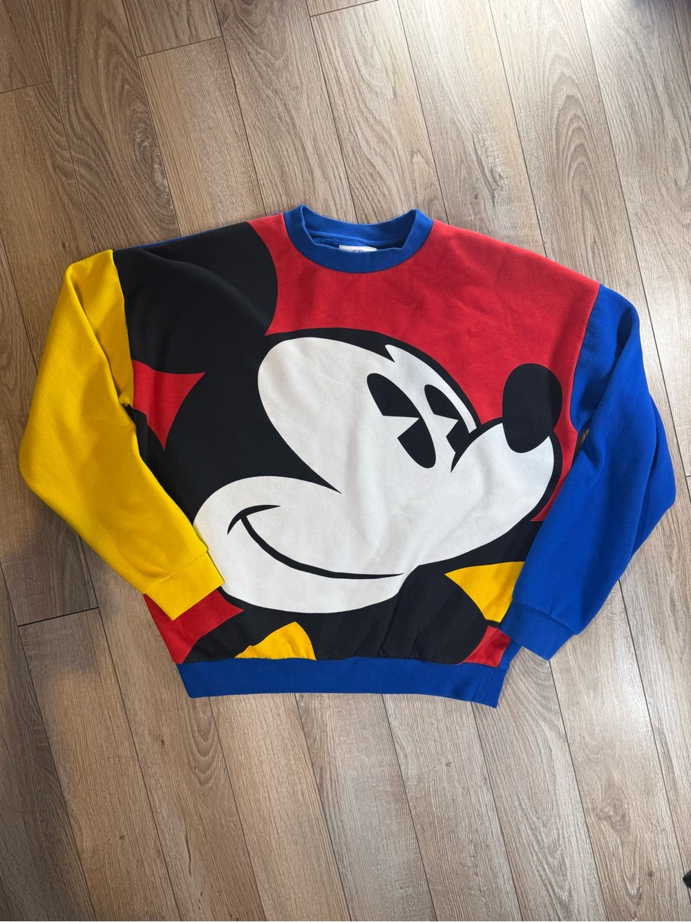 Unisex Disney Store Colorblock Mickey Retro Graphic Sweatshirt - Red/Blue/Yellow